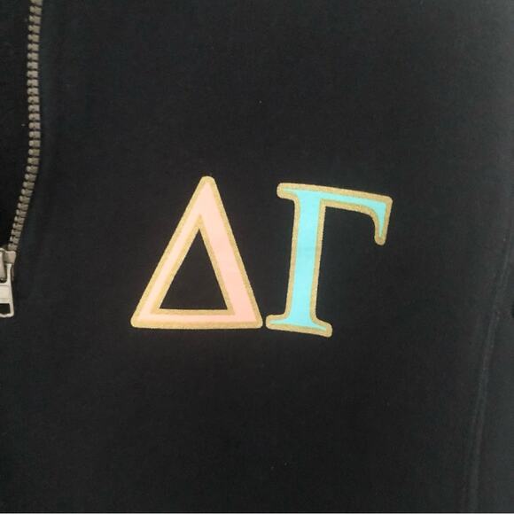 Adam Block Design Delta Gamma Dee Gee Skull Quarter Zip Pullover Size Medium - Picture 4 of 8